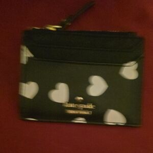 Kate Spade Black and White Wallet with Heart Design